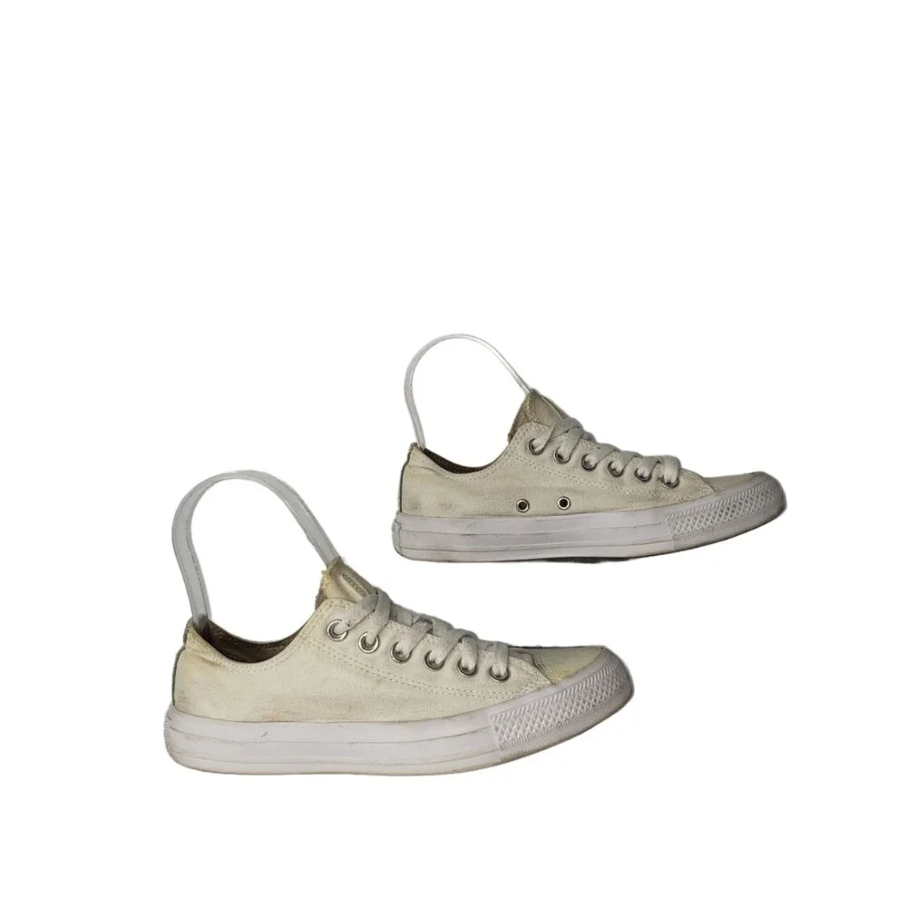 CONVERSE ALL STAR Low Profile White Sneakers Iridescent Detail Women's Size 7 - Picture 5 of 12